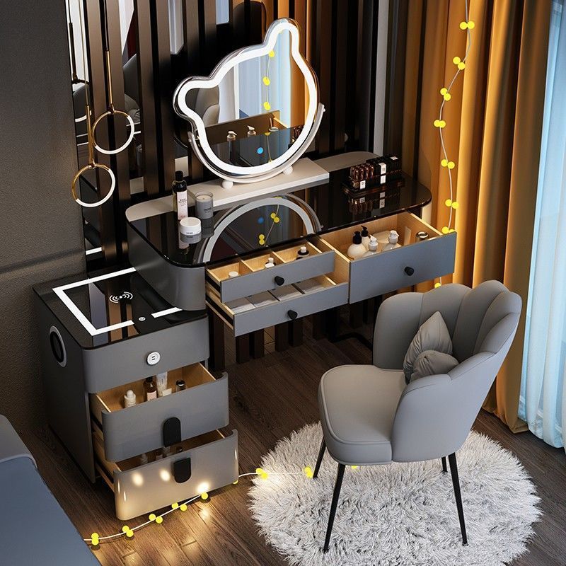 Modern Style Furniture Vanity Makeup Dresser Set Design Metal Feet Bedroom smart Dressing Table with LED Mirror dressers