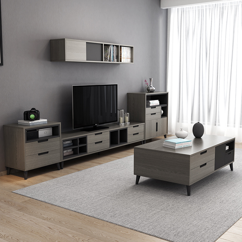 Living room furniture tv cabinets modern luxury tv stand and coffee table set with drawer