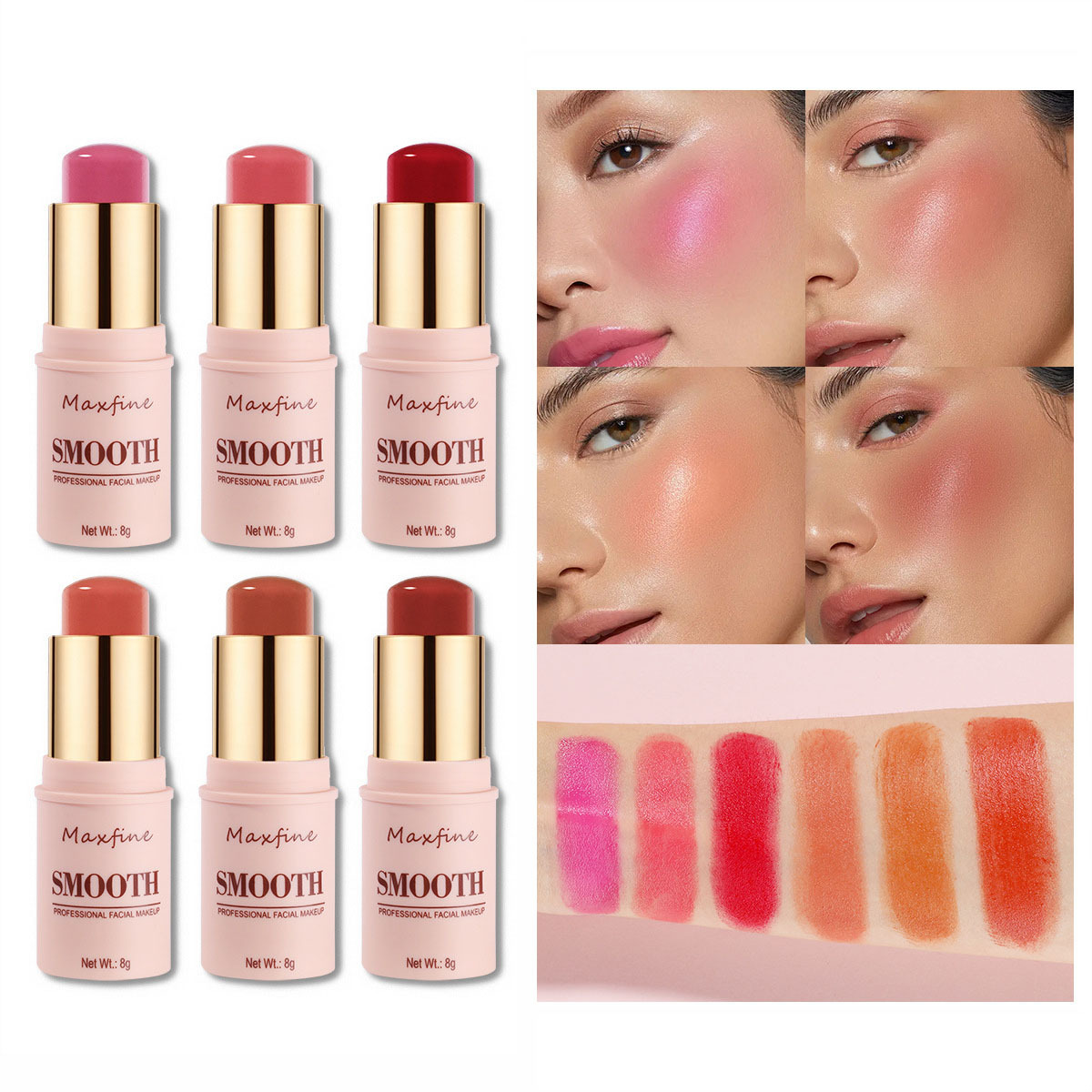 Multi-Use Cheek Lip Eye Makeup Stick Long lasting Natural Blush Stick for All Skin Tones