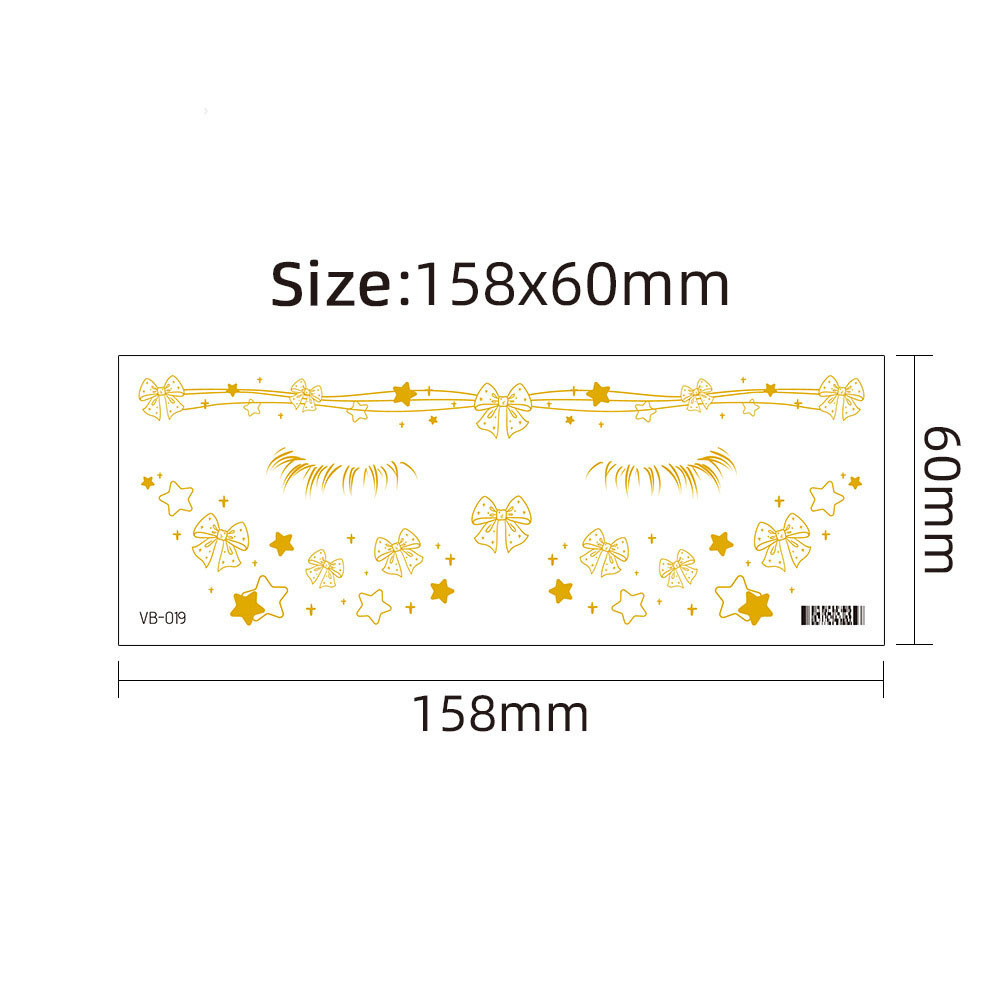 Party Decor Gold Foil Metallic Freckles Face Sticker Waterproof Temporary Tattoo Sticker with Eyelash