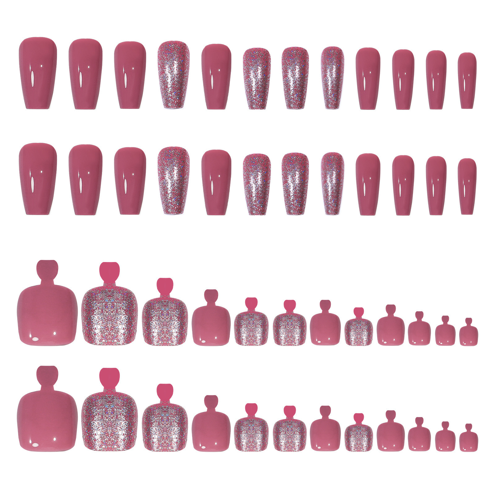 48pcs Artificial Finger And Toe False Nail Sets Full Cover Fake Nails Press On Nails with Tools