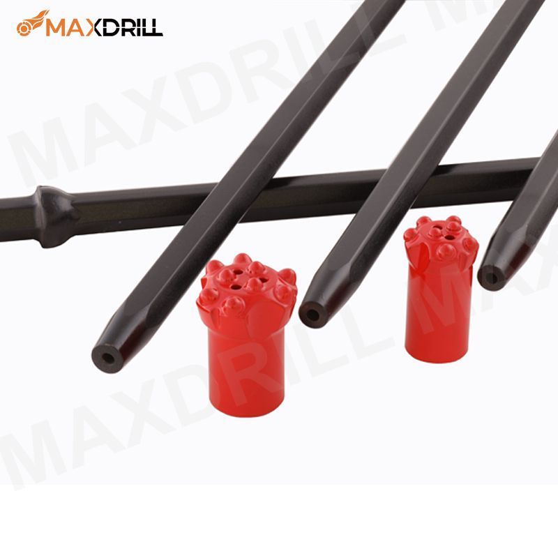 Maxdrill 2023 Factory Price Top Hammer Drill Tools 6 Degree 1600mm Taper Drill Rod for Quarrying