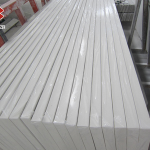 China Cheap Custom-made Prefab White Quartz Countertop with Straight Flat Eased Edge