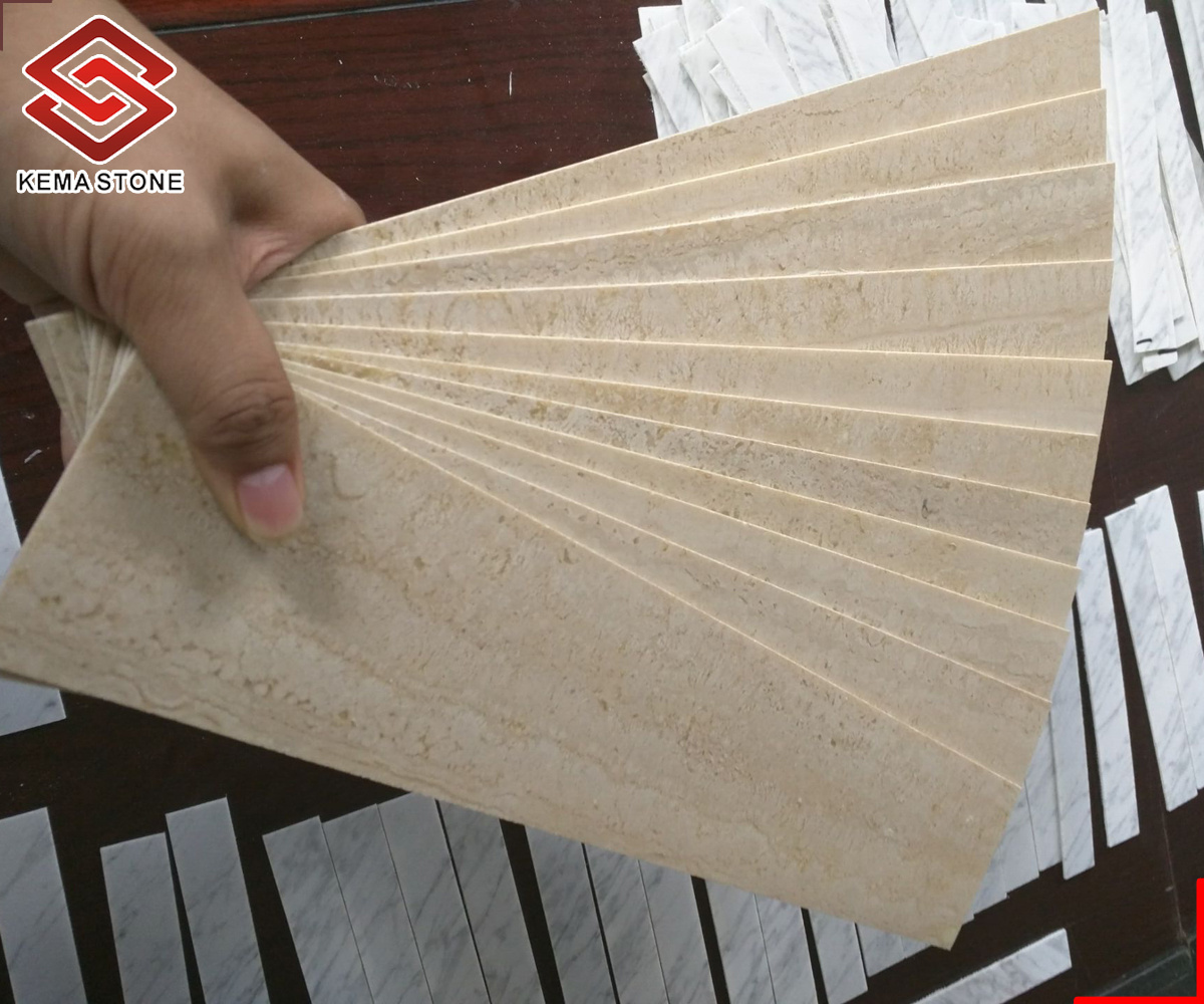 Thin Stone Veneer Sheet Beige Travertine Tile