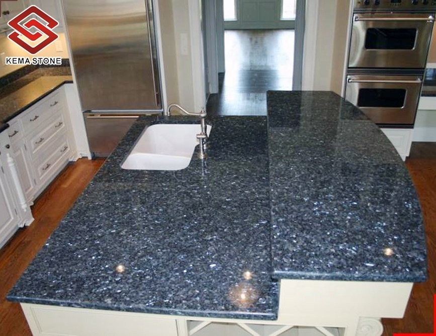 Popular Fancy Best Blue Stone Blue Pearl Granite Countertop and Vanity Tops for Kitchen and Bathroom