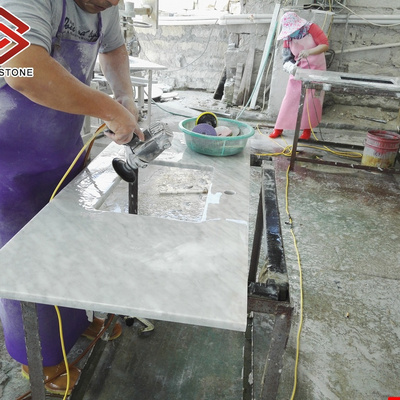 Ready-Made Customized Natural White  Marble Stone Bianco Carrara for Bathroom Countertop