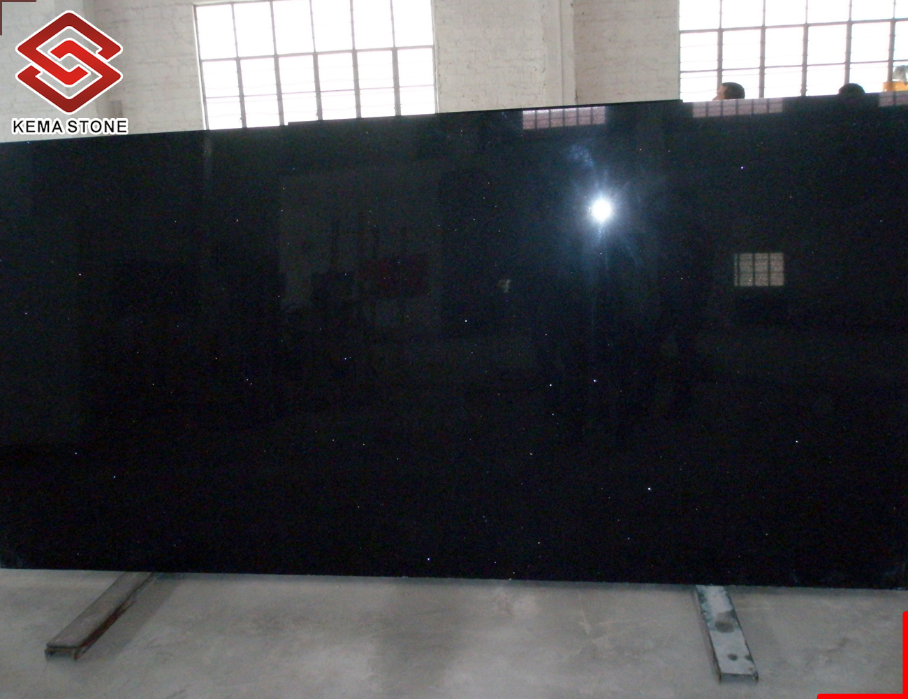 Agglomerated Black Sparkle and Crystal Quartz Stone Slab