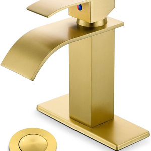 Gold Bathroom Faucets Modern Single Hole Bathroom Faucet Waterfall Spout hole modern bathroom water basin faucet