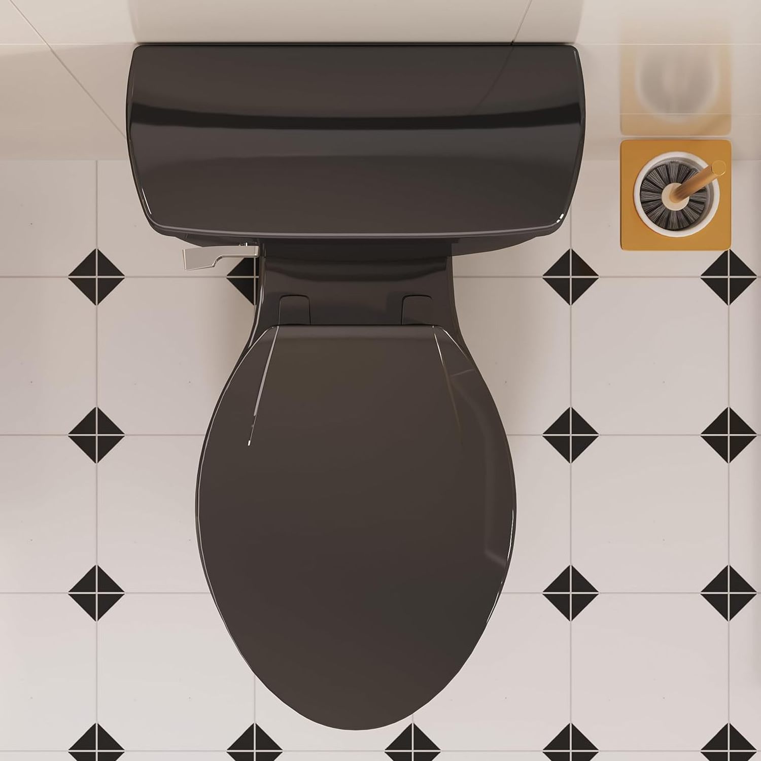 Two Piece Elongated Toilet Chair Comfort Powerful Single Flush with Side Trip Lever Glossy Black toilet chinese toilet suppliers