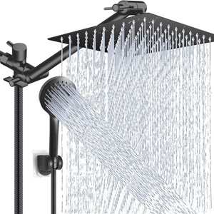 High Pressure Rain Shower Head with Adjustable Extension Arm and 5 Settings Handheld Shower Spray Against Low Pressure Water