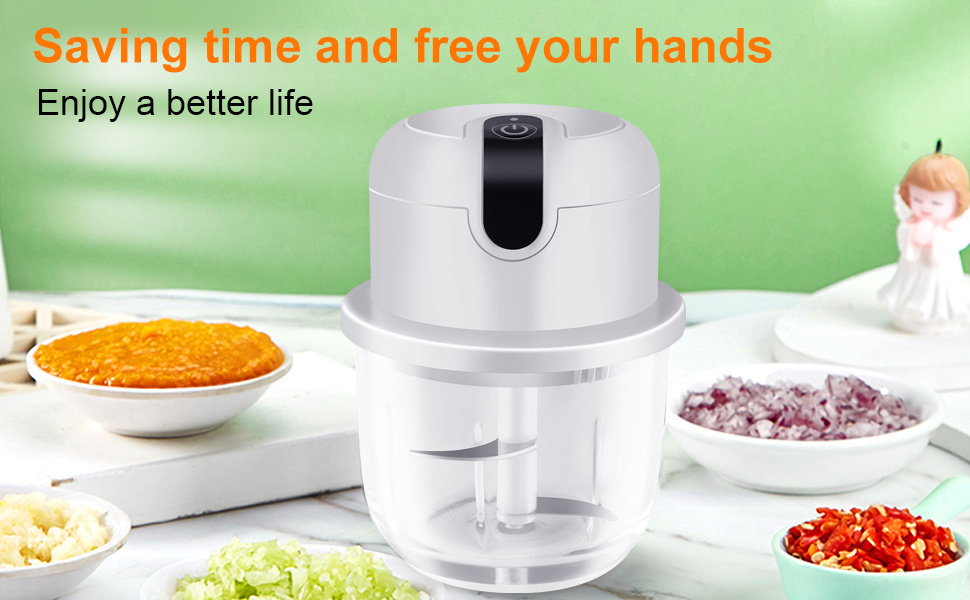 Food Grinder for Chop Onion Meat Electric Mini Garlic Chopper Portable Wireless Food Processor, Garlic Masher Mincer Crusher