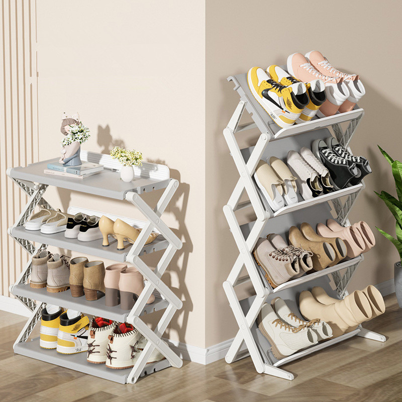 2024 New Design Plastic Shoe Rack Portable Foldable Shoe Racks Storage Organizer Folding Free Installation Shoe Rack For Home