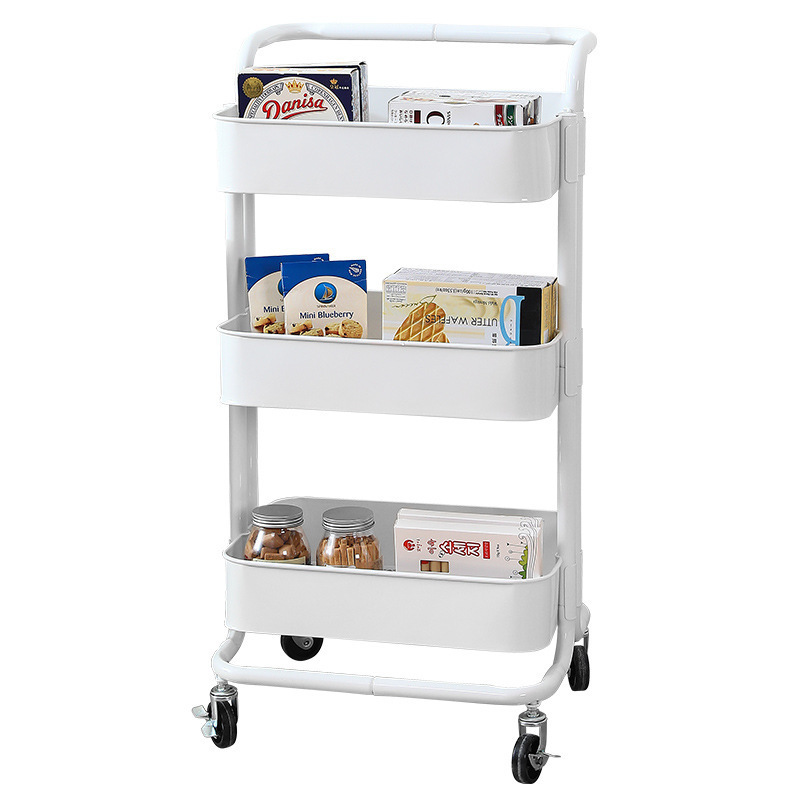 3 / 4 / 5 Layer Folding Storage Rack kitchen storage shelf wire rack with Wheel Movable for Living Room Bedroom