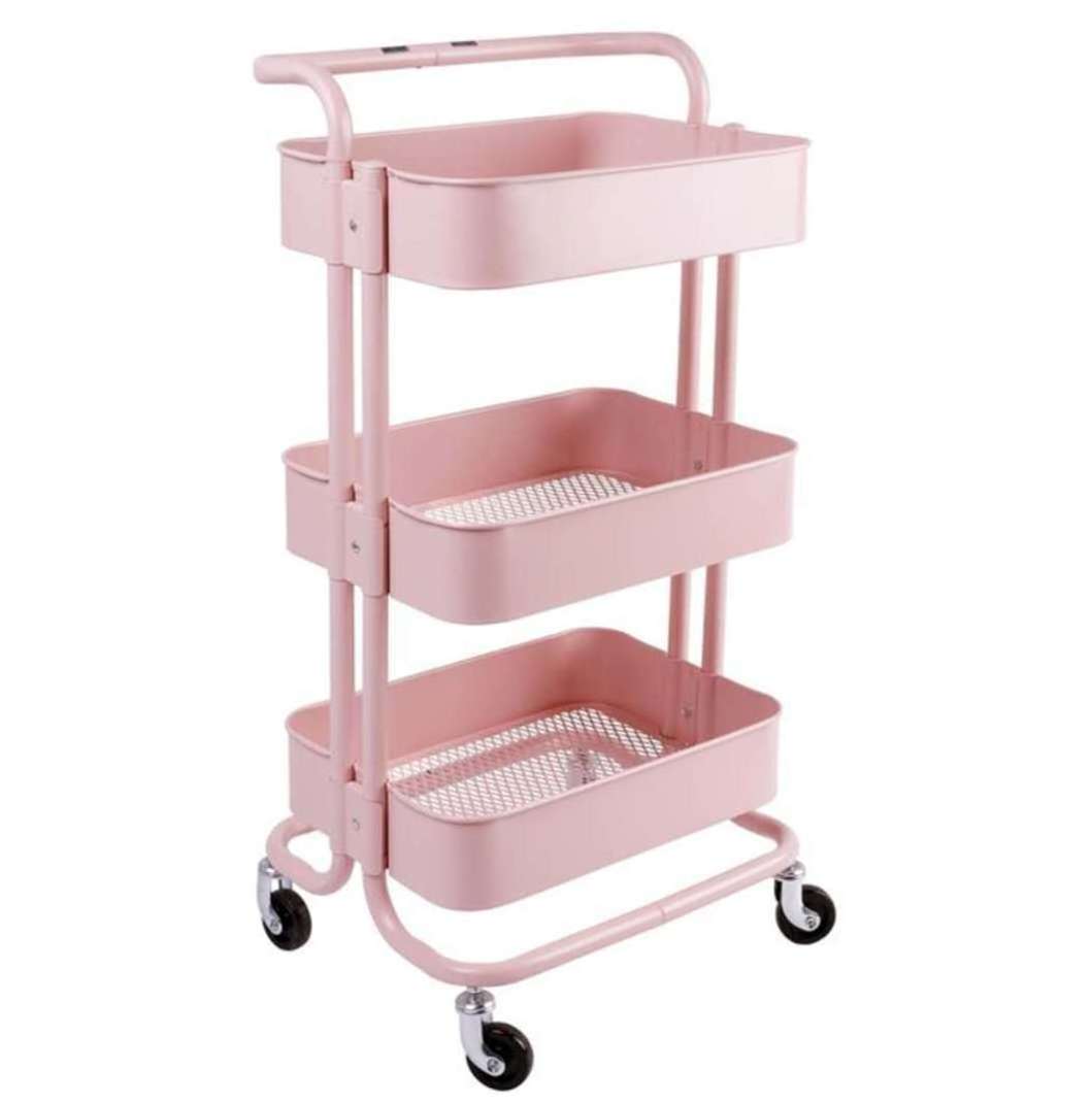 3 / 4 / 5 Layer Folding Storage Rack kitchen storage shelf wire rack with Wheel Movable for Living Room Bedroom