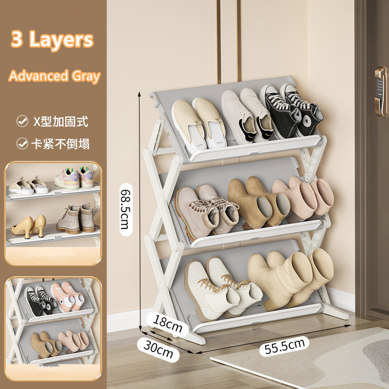 2024 New Design Plastic Shoe Rack Portable Foldable Shoe Racks Storage Organizer Folding Free Installation Shoe Rack For Home