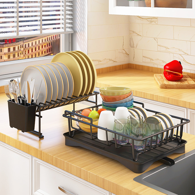 Storage Holders Racks Shelving Units Home And Kitchen Storage Dish Rack 2 Tier Dish Drying Rack Cutlery Drainer