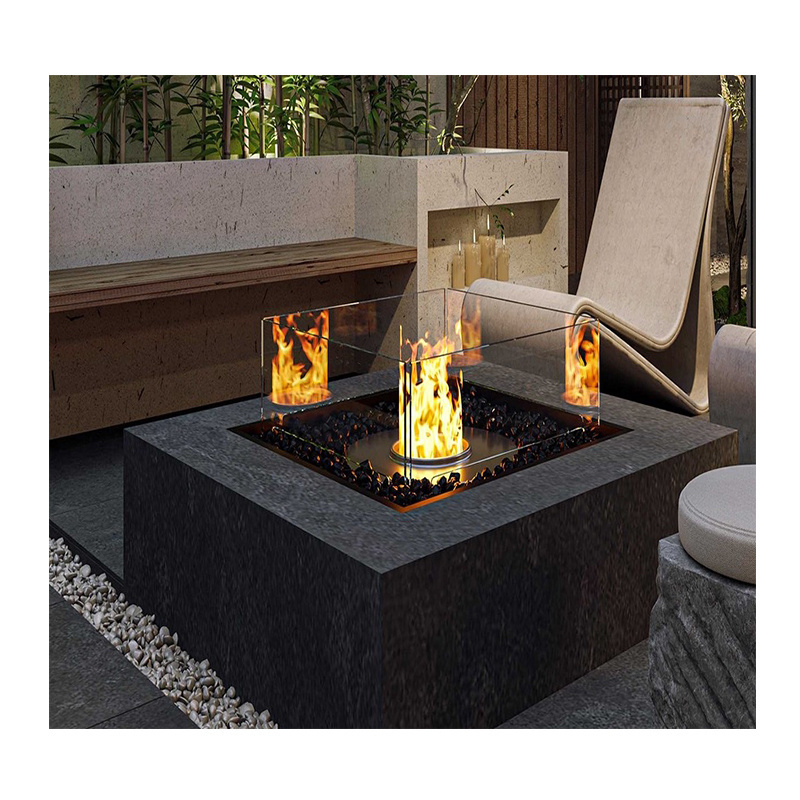 Discount Price rectangle wind guard round fire pit glass wind guard