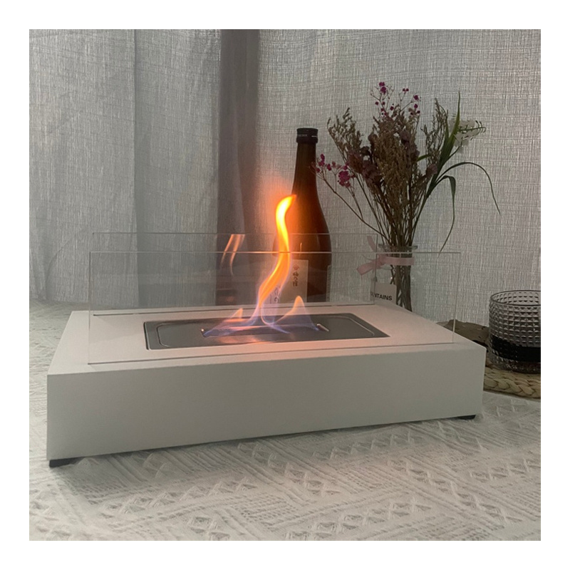 Bioethanol indoor mini fire pit tabletop alcohol glass fireplace portable