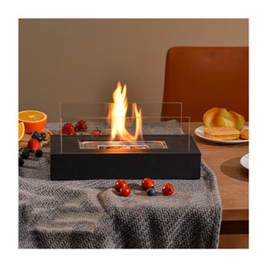 Black Mini Rectangle Tabletop Fire Pit Tabletop Fireplace