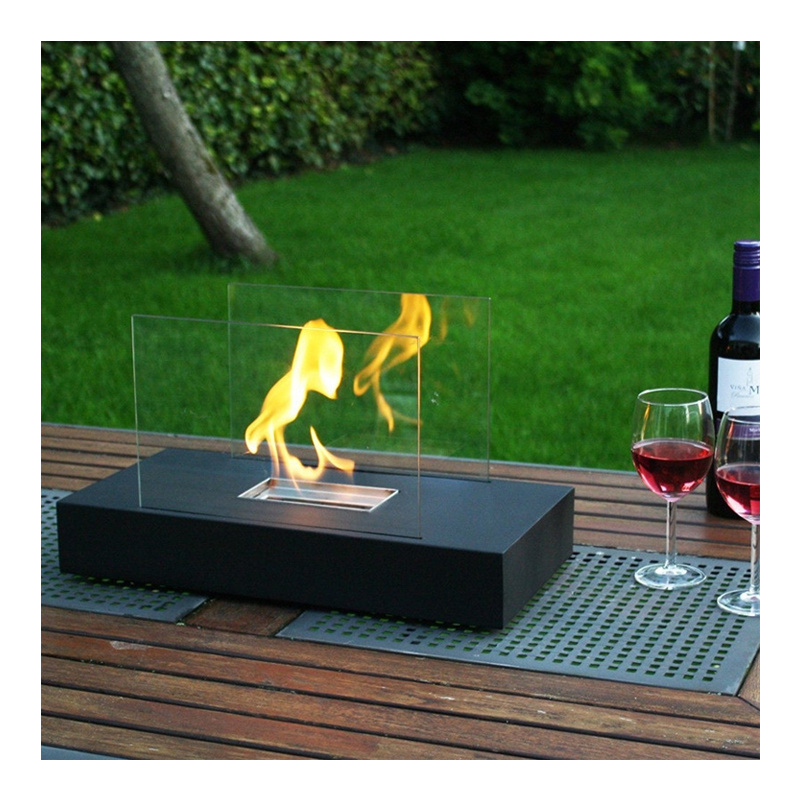 Black Mini Rectangle Tabletop Fire Pit Tabletop Fireplace