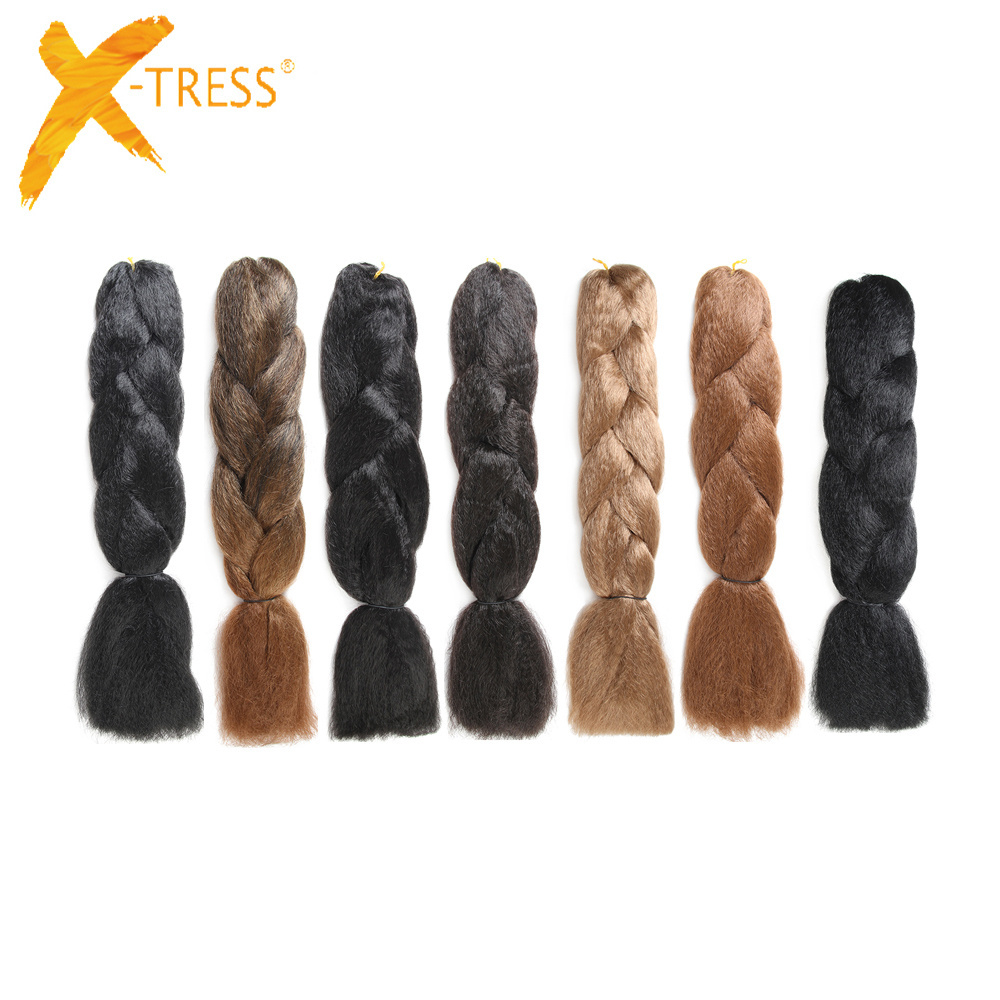 Synthetic Braid Hair Extensions Ombre Blonde Crochet Twist 24Inch Yaki Straight DIY Braids Pre-stretched Easy Braiding Hair