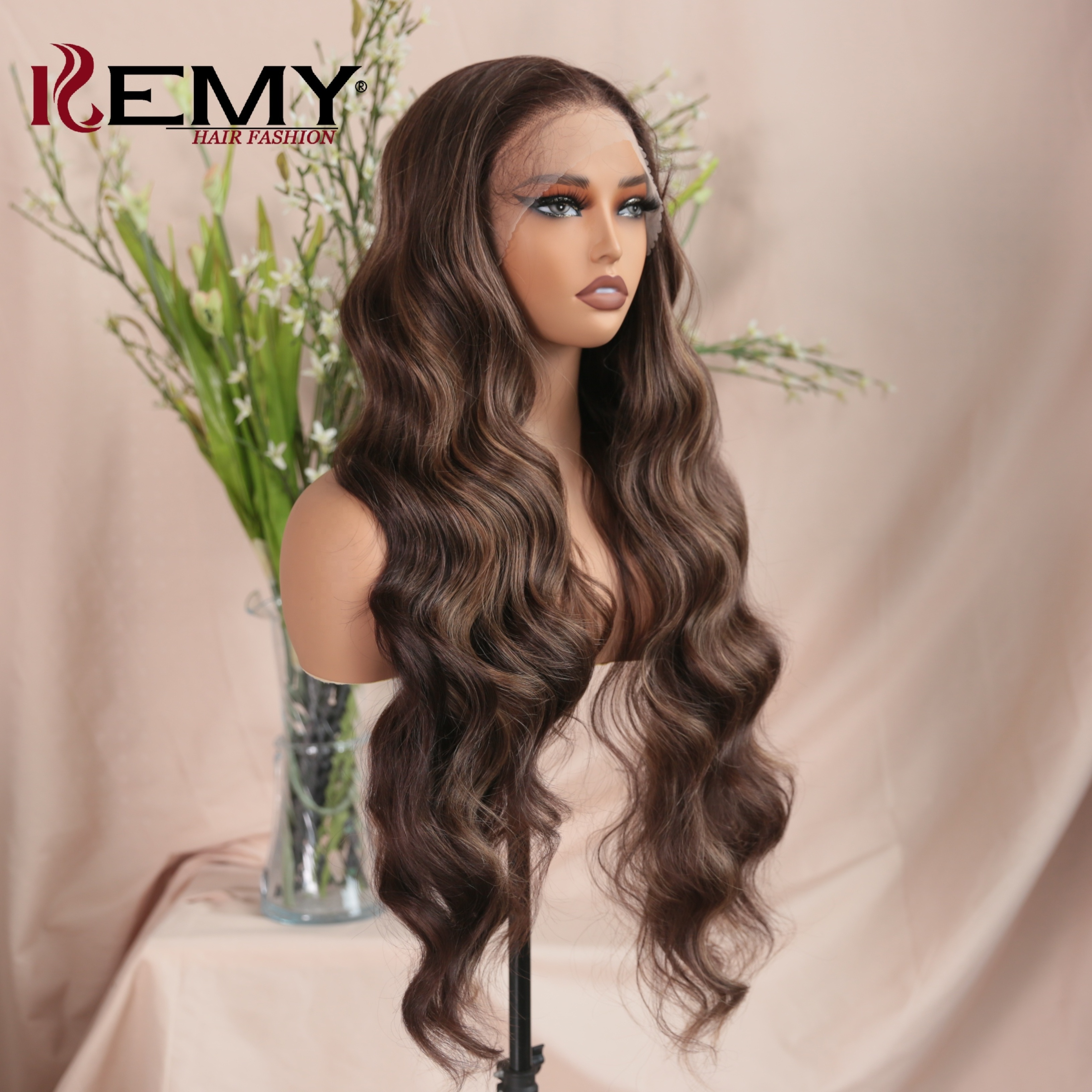 KEMY HAIR New Arrival 6*13 Synthetic HD Lace Wig Premium Fibre Wholesale Highlight Body Loos Wave Synthetic Wigs for Black Women