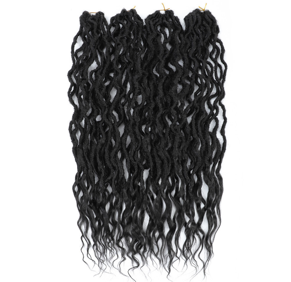 Wavy Faux Locs Crochet Braid Hair with Curly Ends Goddess Gypsy Locs Pre-Looped Synthetic Braiding Hair Extension Dreadlock