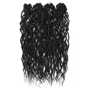 Wavy Faux Locs Crochet Braid Hair with Curly Ends Goddess Gypsy Locs Pre-Looped Synthetic Braiding Hair Extension Dreadlock