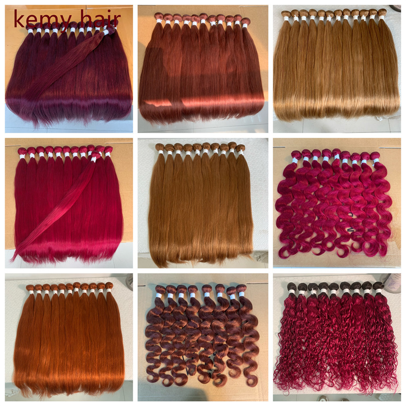 Ombre Color Human Hair Bundles Wholesale  Brazilian Virgin Cuticle Aligned Hair Bundles Colored Human Hair in stock