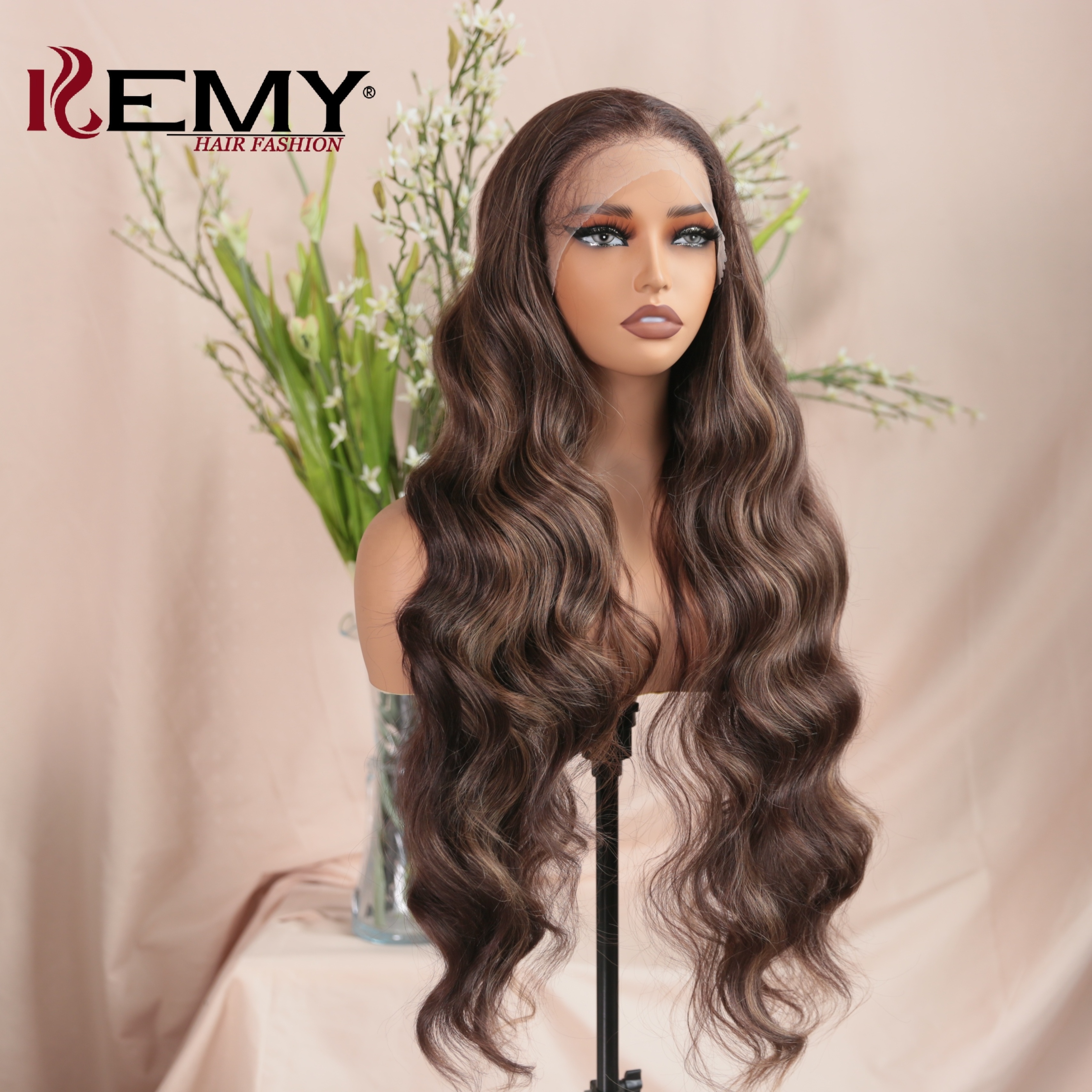 KEMY HAIR New Arrival 6*13 Synthetic HD Lace Wig Premium Fibre Wholesale Highlight Body Loos Wave Synthetic Wigs for Black Women