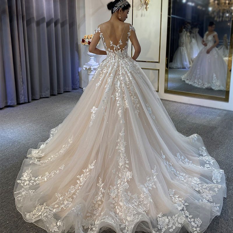 2023 new Ivory white wedding dresses gown for sexy large trailing women wedding dresses