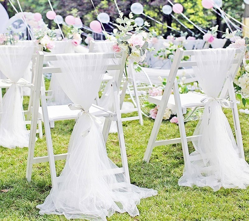 Wedding chair back veil props decoration Cover Chair Wedding Wedding Chairs Cover Mori Party Decoration