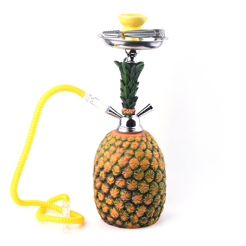 Customized Portable  wholesale Mini Double Hose Shisha with Disposable Hose Pineapple Shape Hookah