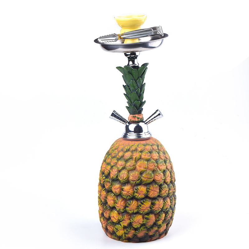 Customized Portable  wholesale Mini Double Hose Shisha with Disposable Hose Pineapple Shape Hookah