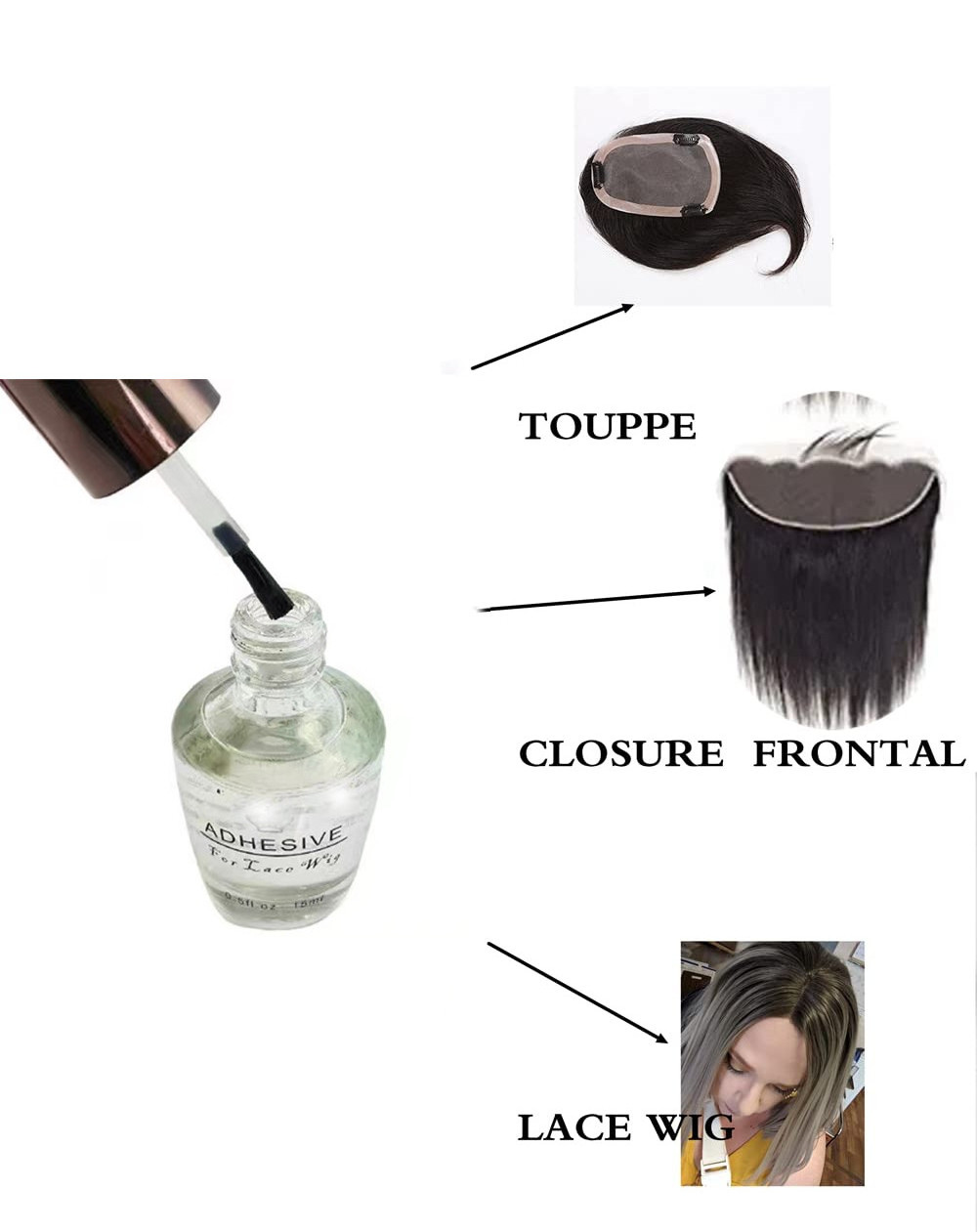 Best Quality Super Bonding Transparent Lace Wig Glue Adhesive With Convenient Small Brush For Toupee Lace Front Hair