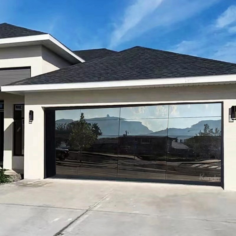 Master Modern Aluminum Alloy Well Tempered Glass Panel Full View Garage Door Plexiglass Overhead Tinted Glass Garage Doors