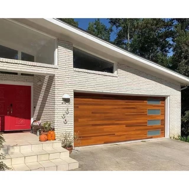 Luxury Tempered galvanized frosted modern new black combined automatic steel glass garage door