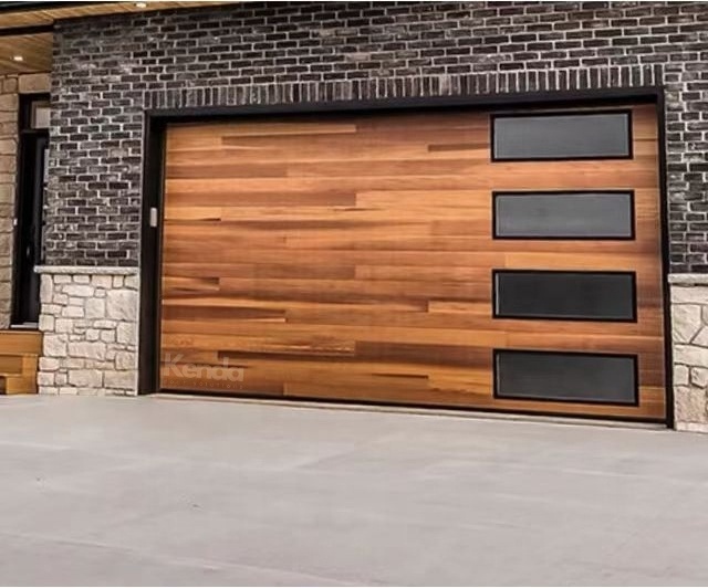 Luxury Tempered galvanized frosted modern new black combined automatic steel glass garage door