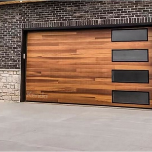 Luxury Tempered galvanized frosted modern new black combined automatic steel glass garage door