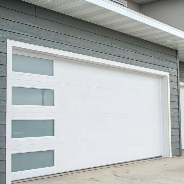 Luxury Tempered galvanized frosted modern new black combined automatic steel glass garage door