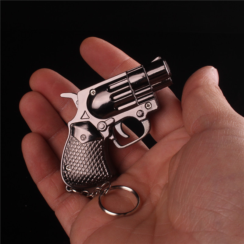 Revolver Small Pistol Creative Gun Lighter Hanging Cigarette Lighter Keychain Refillable Gas Lighter