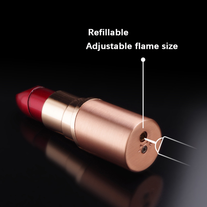 New High-end Creative Inflatable Lighter Zinc Alloy Abs Custom Ladies Lipstick Shaped Lighter For Women