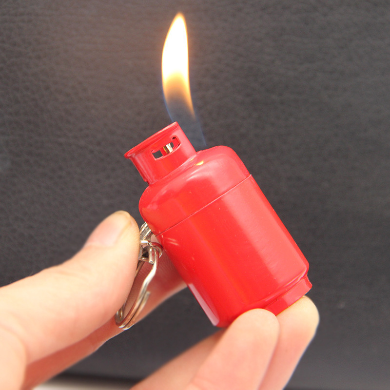 Personality Creative New And Unique Mini Gas Tank Windproof Jet Flame Lighter With Keychain