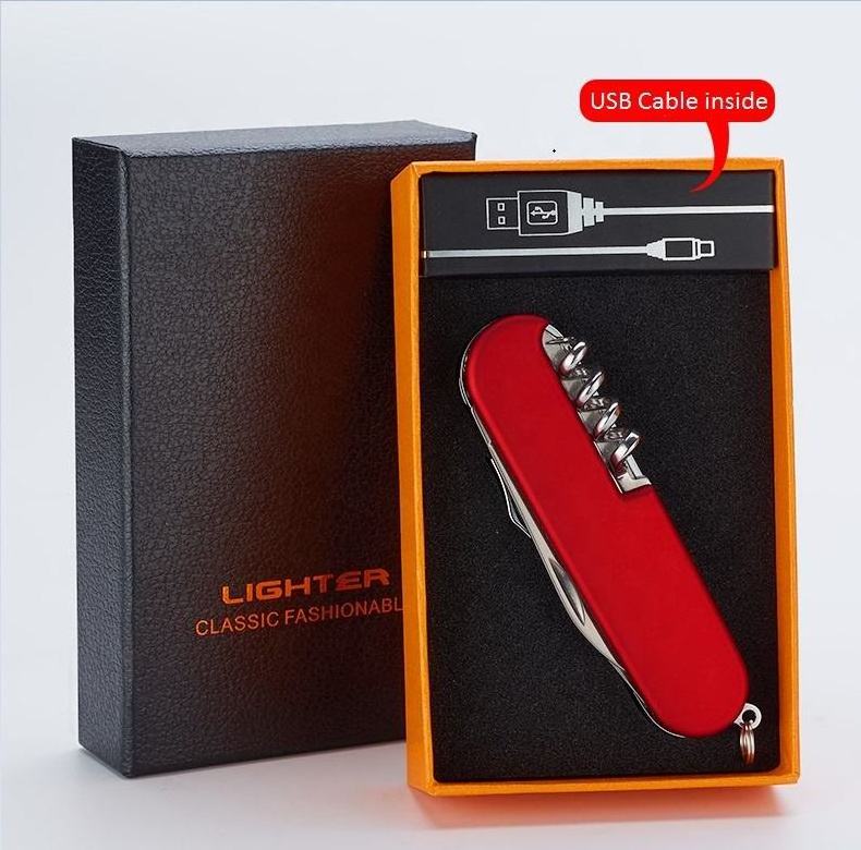 5 in 1 Multifunctional USB Plasma Lighter Outdoor Electric Cigarette Lighters Dual Lighters Custom Logo Smoking Accessories