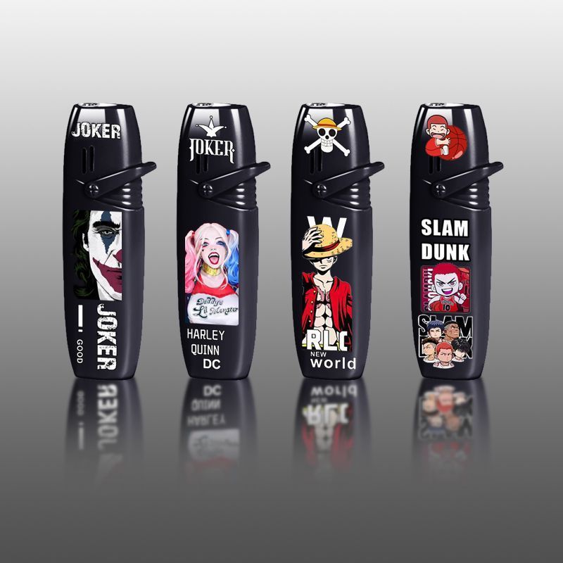 Long Strip Inflatable Lighter Windproof Pink Flame Cute Cartoon Lighter Anime Lighter