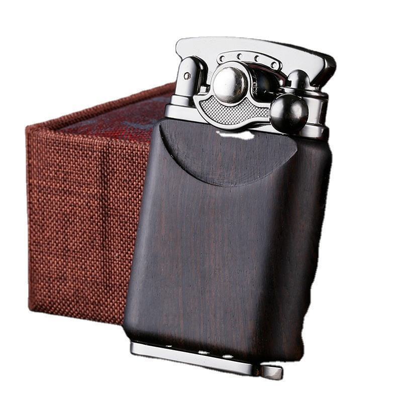 Wholesale Luxury Jet Flame Butane Gas Customized Cigarette Cigar Refillable Rose Wood Torch Lighter Custom Logo