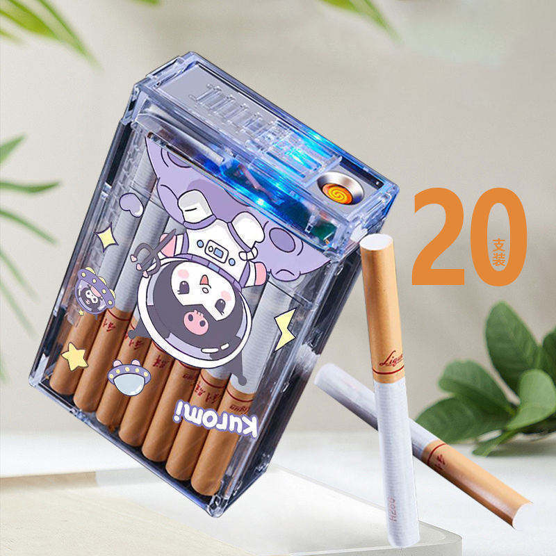 20pcs Transparent Plastic Cigarette Case Lighter Cartoon Puppy Cute USB Lighter Support Custom