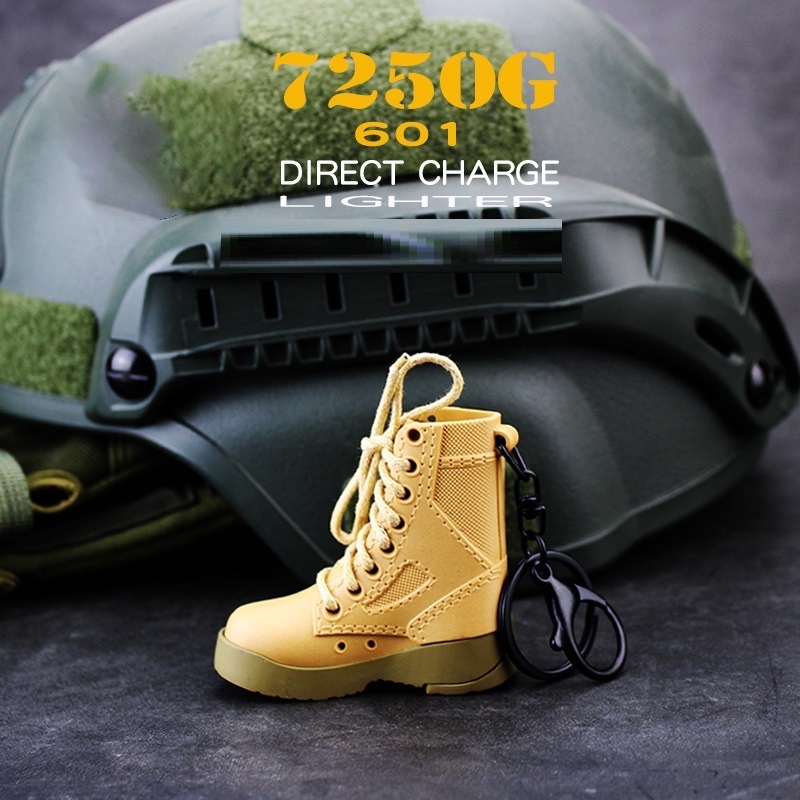 Factory Wholesale Military Boots Lighter Windproof Creative Keychain Personalized Shoe Cigarette Gas Lighter For Men Gift