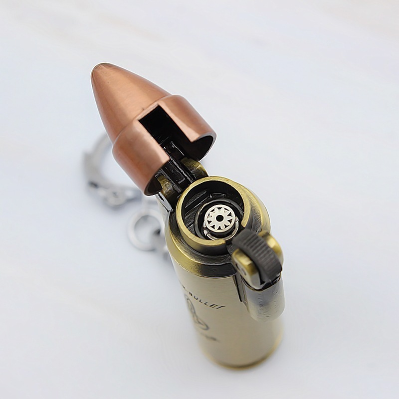 Creative Lighter Bullet Shape Butane Gas Windproof Jet Torch Flame Grinding Wheel Keychain Pendant Cigarette Lighter