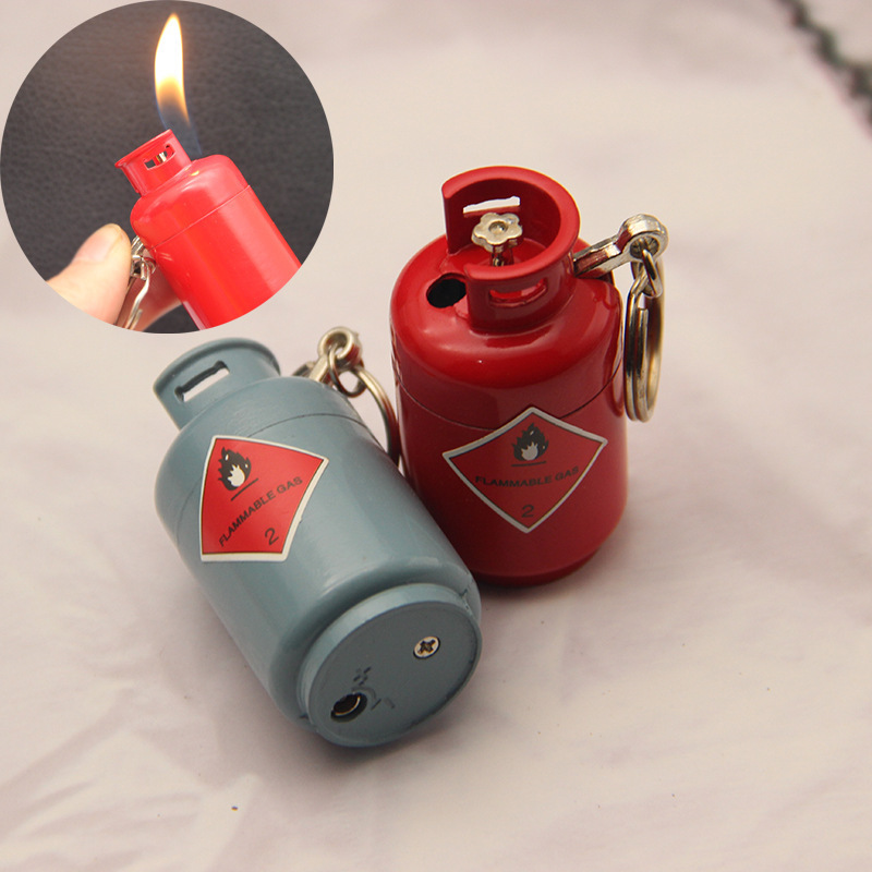 Personality Creative New And Unique Mini Gas Tank Windproof Jet Flame Lighter With Keychain